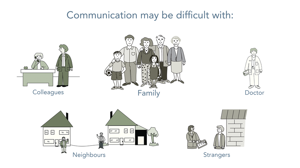 Communication may be difficult with family, colleagues, doctors, neighbours and strangers.
